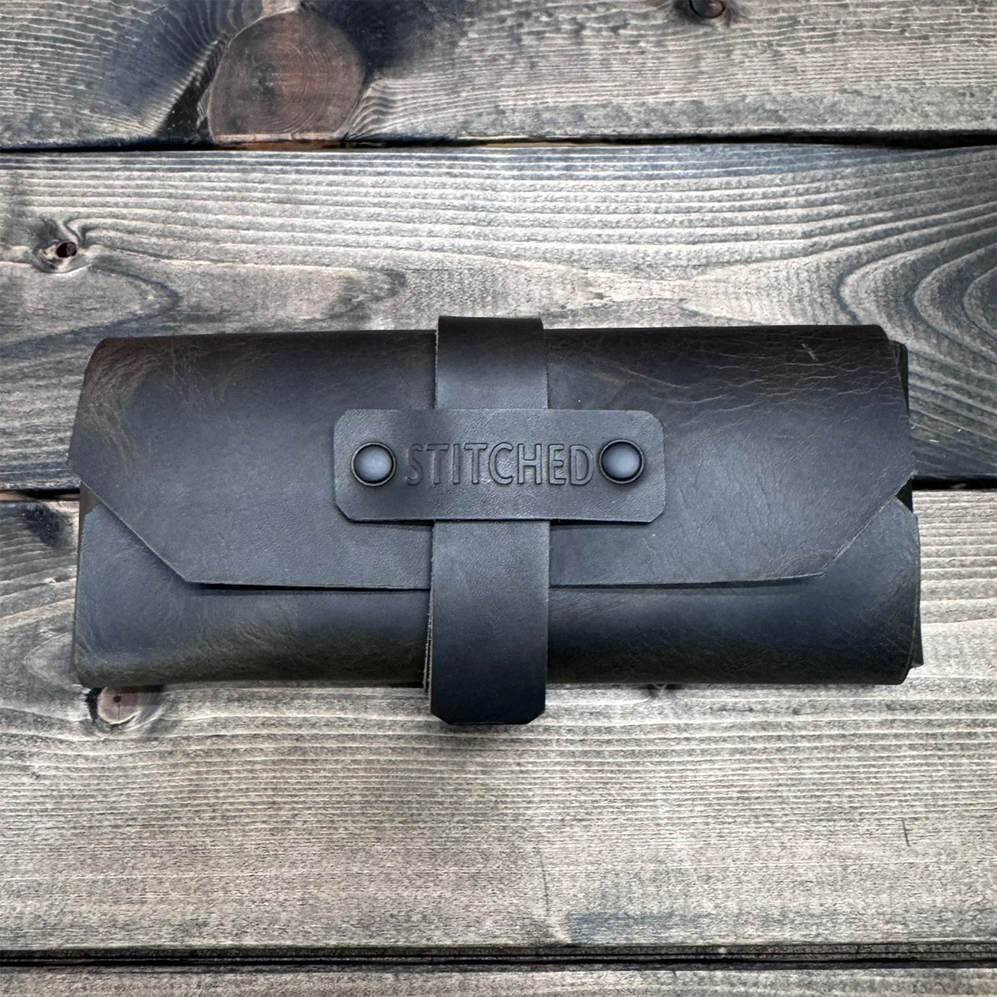 Leather Glasses Case – Stitched Canvas and Leather