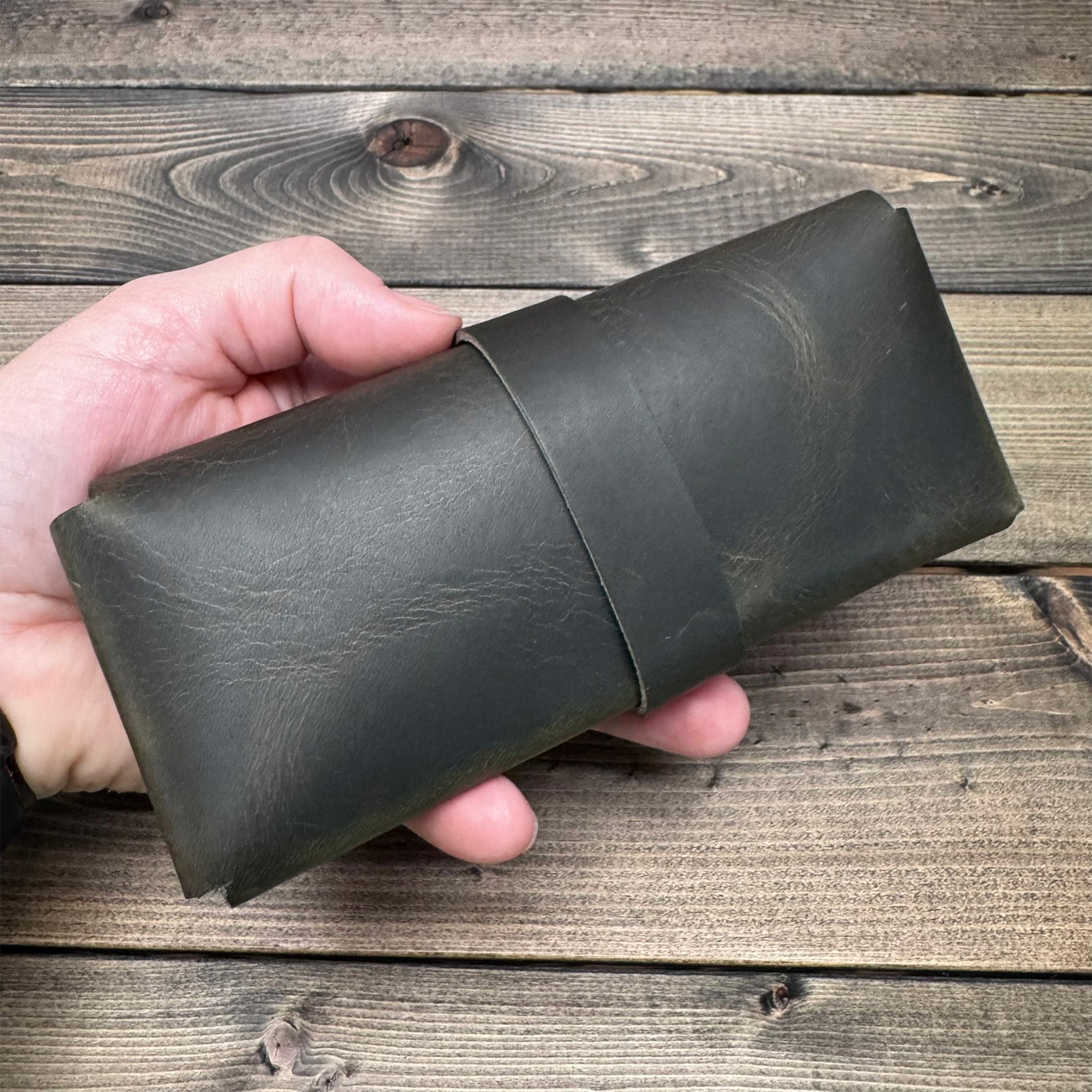 Leather Glasses Case – Stitched Canvas and Leather