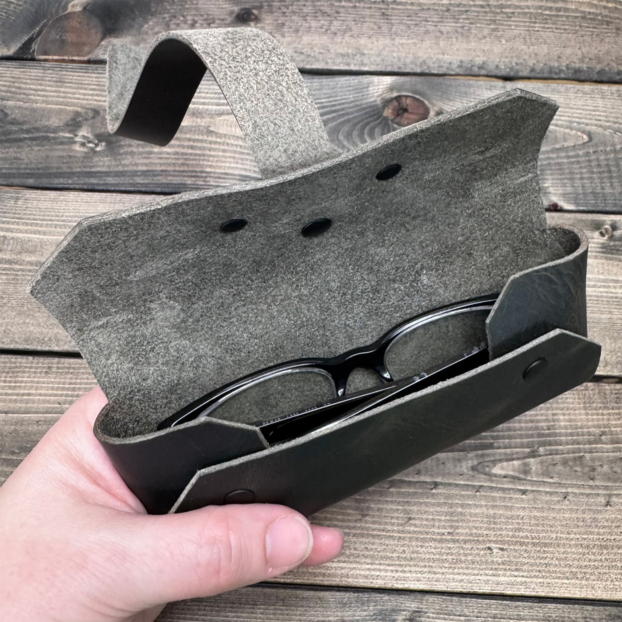 メガネ・老眼鏡 Dutch Leather Company I glasses case Leather Glasses Case – Stitched Canvas and Leather