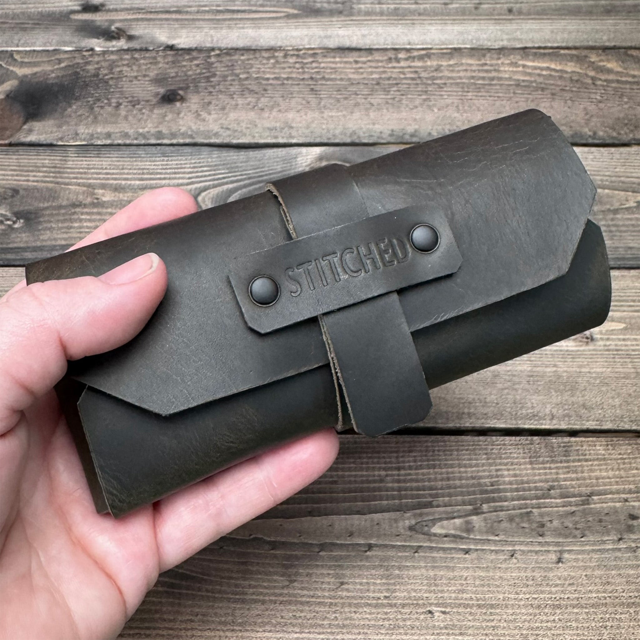 Leather Glasses Case – Stitched Canvas and Leather
