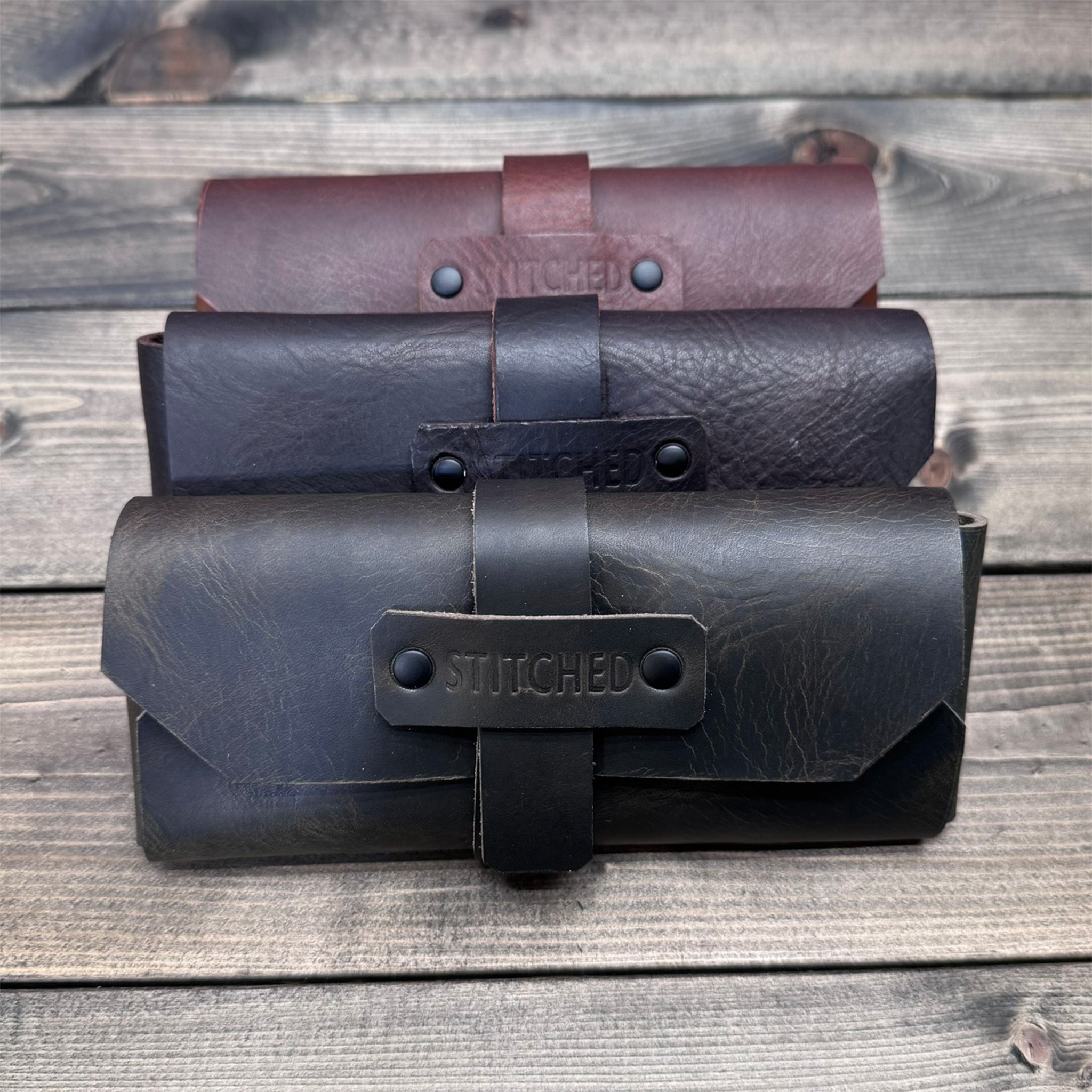 Leather Glasses Case – Stitched Canvas and Leather